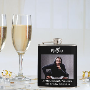 Birthday photo man myth legend name fun flask