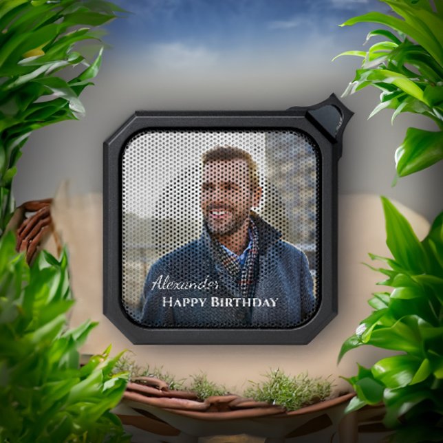 Birthday Photo Personalize Bluetooth Speaker (Modern Happy Birthday Photo Bluetooth Speaker you can add a special touch and recreate the design.)