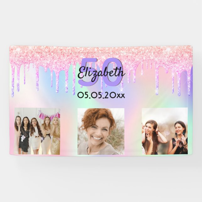 Birthday photo pink purple welcome banner (Horizontal)