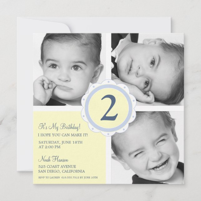 Birthday Photo Squares Invitation (Front)