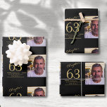 Birthday Photo Template Any Age Black Gold Wrapping Paper Sheets<br><div class="desc">Celebrate your loved one's birthday in style with black and gold birthday wrapping paper featuring their favorite photo. Discover how this high-quality,  customizable wrapping can elevate any birthday celebration and create a lasting impression for the birthday honoree.</div>