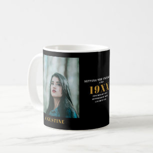 Birthday Photo Template Elegant Chic Gold Black Coffee Mug