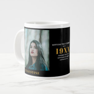 Birthday Photo Template Elegant Chic Gold Black Giant Coffee Mug