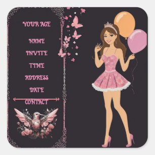 Birthday photo template you can fully personalize  square sticker