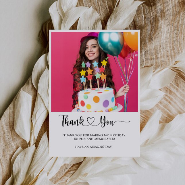 Birthday Photo Thank You Card (Birthday Photo Thank You Card)