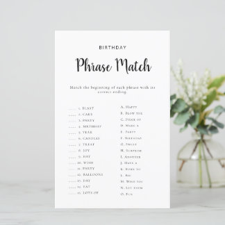 Birthday Phrase Match Game Printable