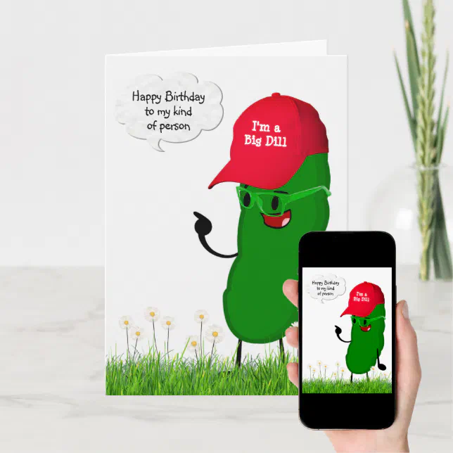 Birthday Pickle In a Red Ball Cap Card | Zazzle