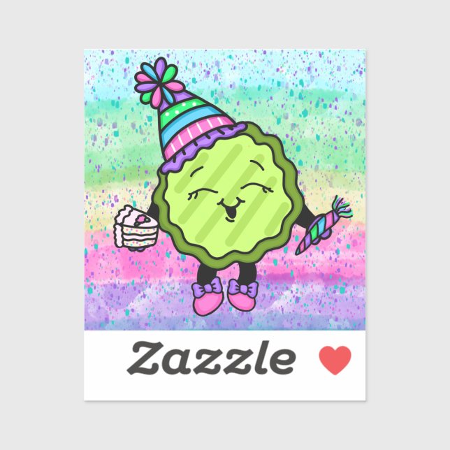 Birthday Pickle | Pink and Purple Birthday Hat   Sticker (Sheet)