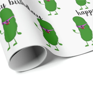 Birthday Pickle With Pink Glasses Wrapping Paper