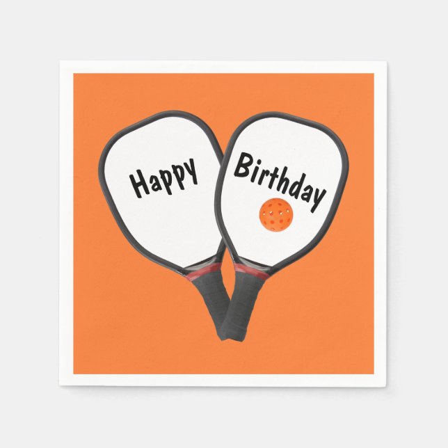 Birthday Pickleball and Paddle Napkins (Front)