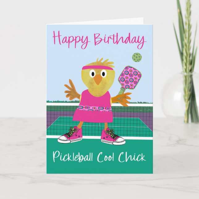 Birthday Pickleball Cool Chick Card (Front)
