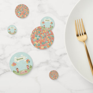 Birthday Picnic, Cute Retro Style Confetti