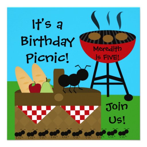 Birthday Picnic Invitations 5.25