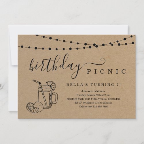 Birthday Picnic Party Invitation