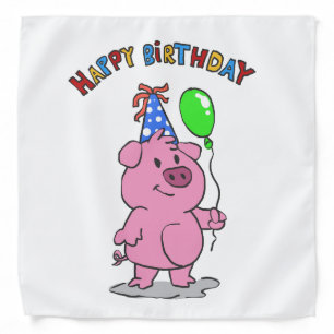 Birthday Pig cartoon choose background color Bandana