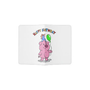 Birthday Pig cartoon choose background color Passport Holder