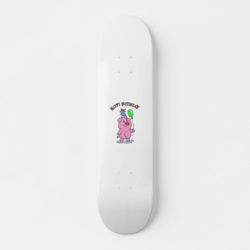 Birthday Pig cartoon  choose background color Skateboard