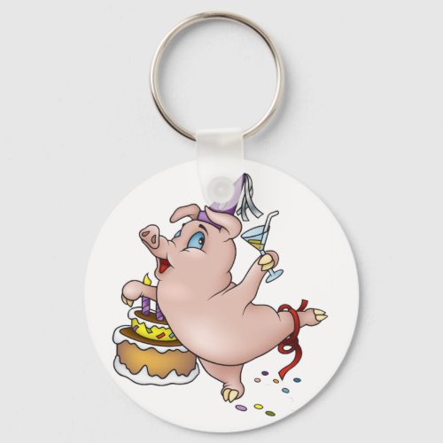 Birthday Pig Keychain