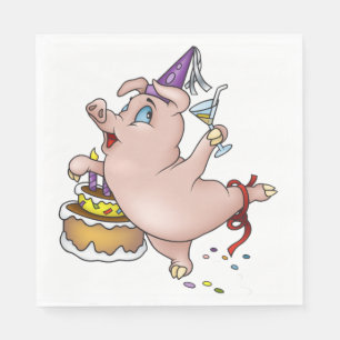 Birthday Pig Paper Napkins
