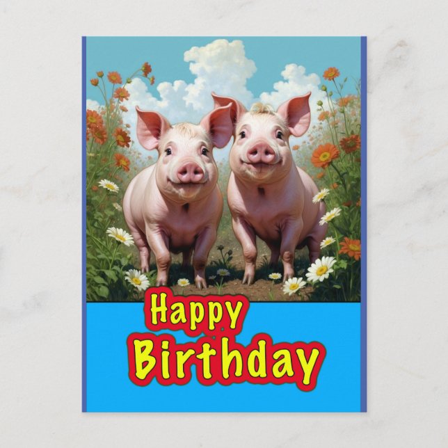 birthday pigs postcard (Front)