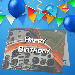 Birthday Pilot Airplane cockpit photo Fun Aviation Card
