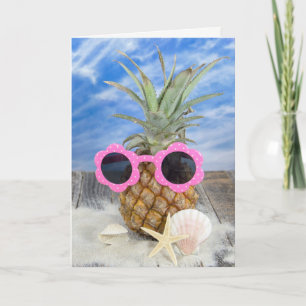 birthday pineapple with sunglasses card