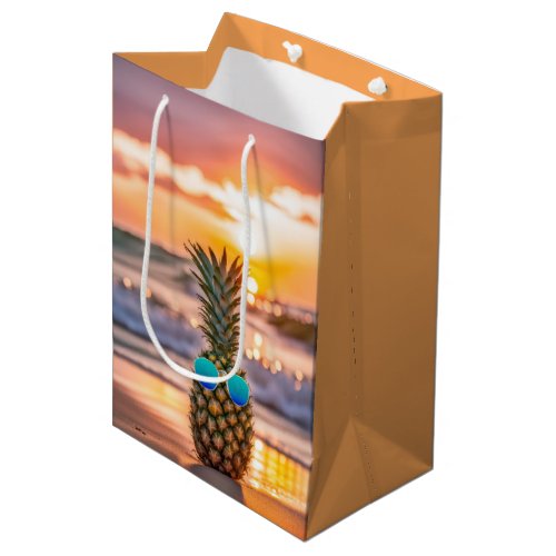 Birthday Pineapple With Sunglasses On Beach Medium Gift Bag