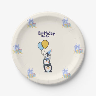 birthday pinguin paper plates