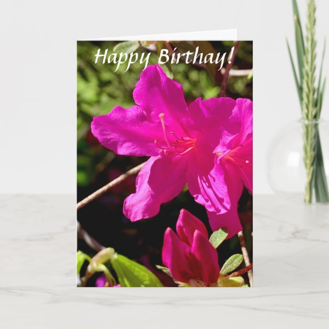 Birthday Pink Azalea Card (Front)