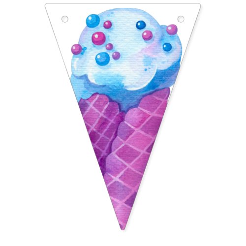 Birthday Pink Blue Ice Cream Cones Party Bunting Flags