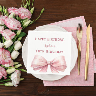 Birthday pink bow elegant napkins