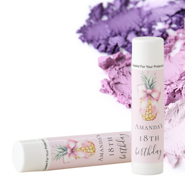 Birthday pink bow pineapple coquette lip balm (Creator Uploaded)