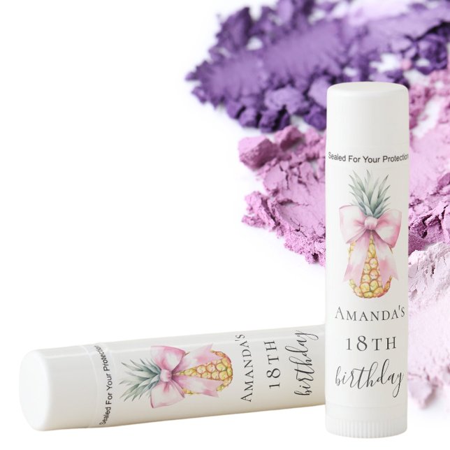 Birthday pink bow pineapple lip balm (Creator Uploaded)
