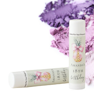 Birthday pink bow pineapple sage green lip balm