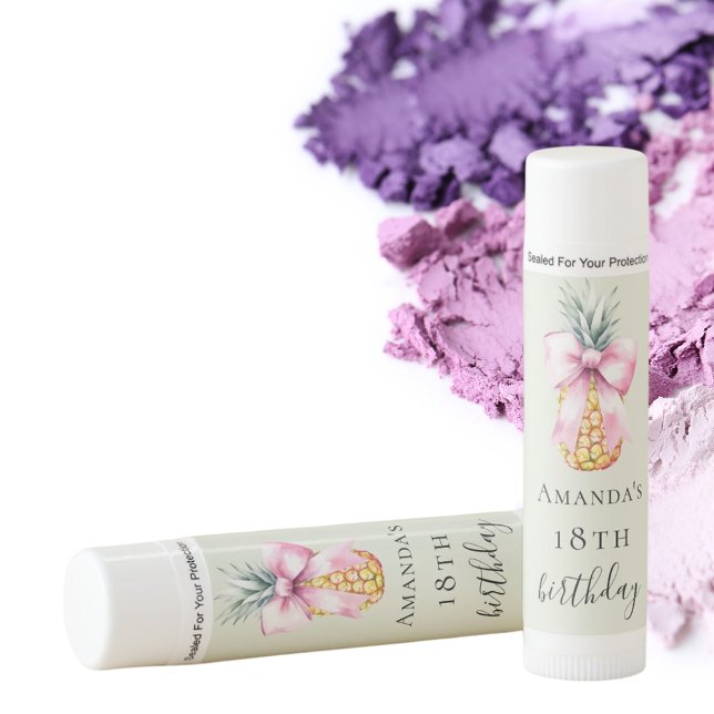 Birthday pink bow pineapple sage green lip balm (Creator Uploaded)