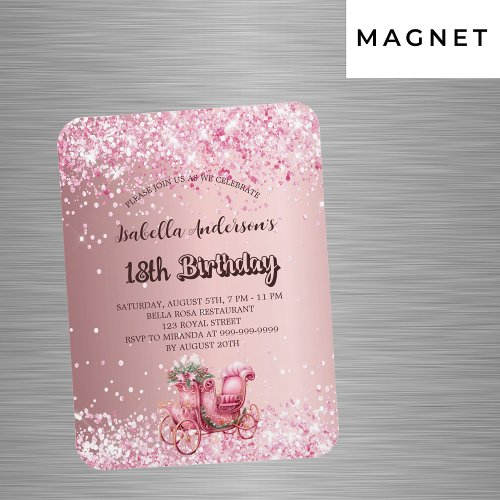 Birthday pink carriage girly luxury invitation magnet