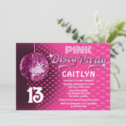 13 Birthday Disco Party Personalized Announcements