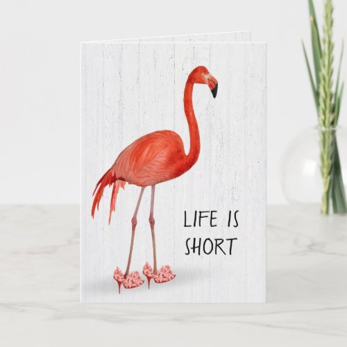 Birthday Pink Flamingo In High Heels Card