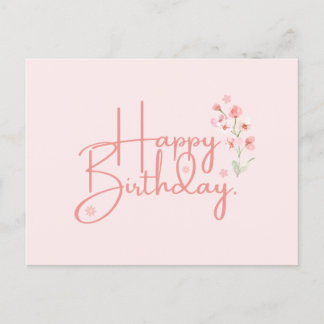 Birthday PInk Flower Postcard