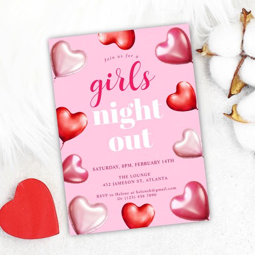 Birthday Pink Girly Cute Girls Night Out Party Invitation