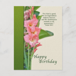 Birthday, Pink Gladiolus Postcard