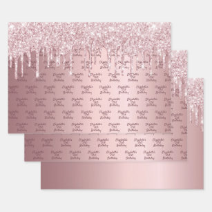 Personalised Happy 10th Birthday Wrapping paper Pink Gift Wrap with a number 10 
