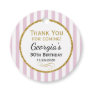 Birthday Pink Gold Stripe Thank You Favor Tags