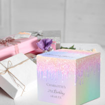 Birthday pink holographic thank you favor boxes