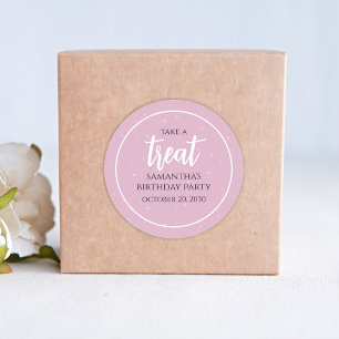 Birthday Pink Minimalist Cute Polka Dots Treat Classic Round Sticker