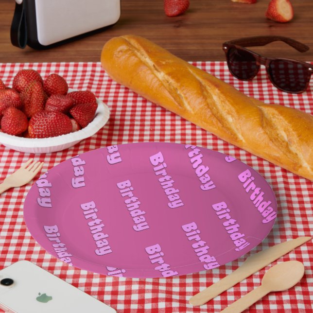 Birthday (pink) paper plates (Picnic)