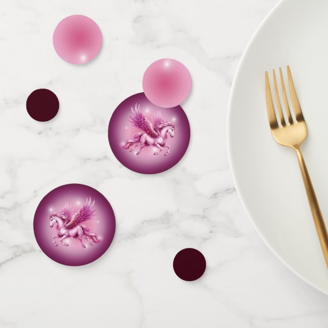 Birthday Pink Pegasus Fantasy Design Confetti (Group)