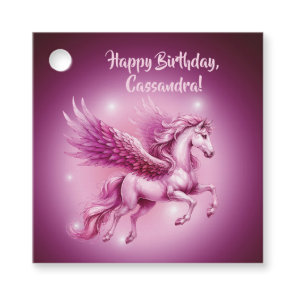 Birthday Pink Pegasus Fantasy Design Favor Tags