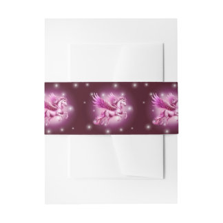 Birthday Pink Pegasus Fantasy Design Invitation Belly Band
