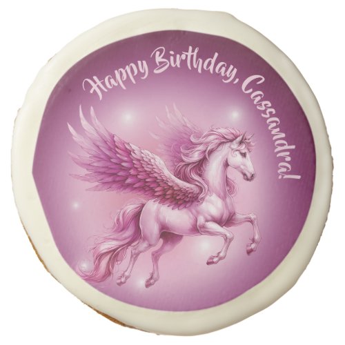Birthday Pink Pegasus Fantasy Design Sugar Cookie